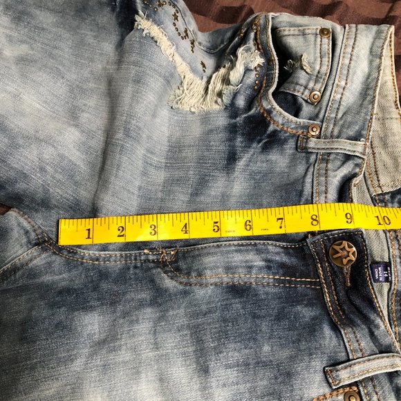 Vanilla Star Distressed & Embellished w/ US Flag Jeans-Sz 14 - Picture 11 of 12